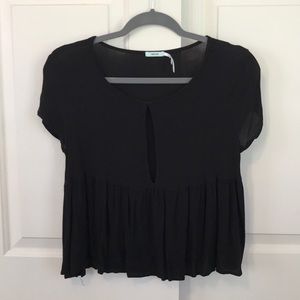 Black Peplum Crop Top